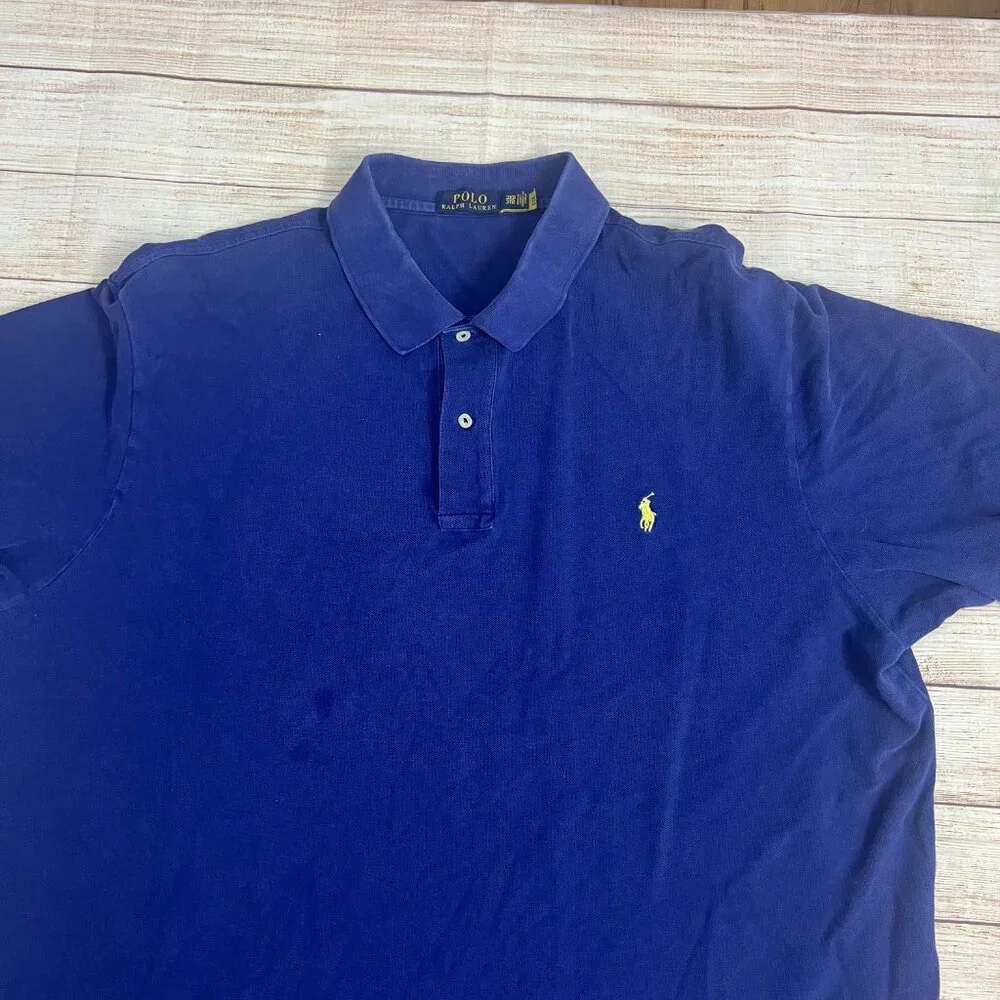 Polo Ralph Lauren Mens 3XB Blue Short Sleeve‎ Polo Shirt Big Tall Cotton 3XB/3TG